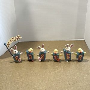 VTG Midwest of Cannon Falls 8 pcs Happy Easter Wooden Bunny & Duck Blocks